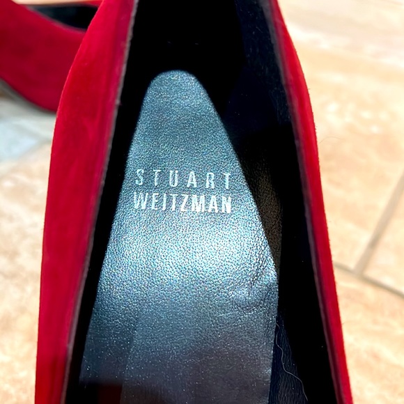 LIKE NEW Stuart Weitzman Red Suede Heels! - Picture 3 of 7